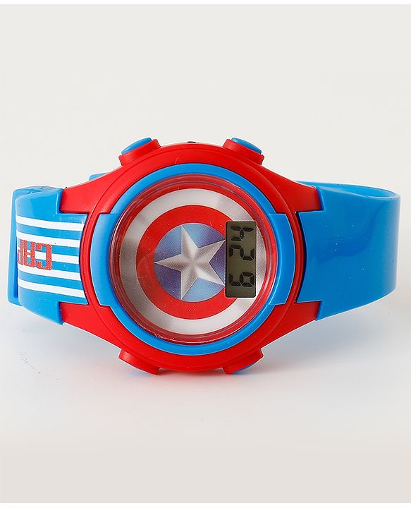 Pine Kids Mravel Print Free Size Digital Watch 23.5 cm - Red & Blue