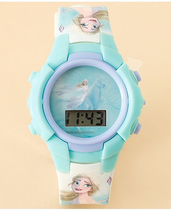 Babyhug Free Size Digital Watch with Frozen Print - Green & Blue