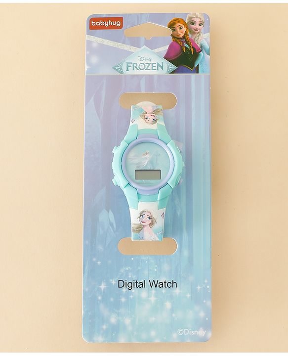 Babyhug Free Size Digital Watch with Frozen Print - Green & Blue