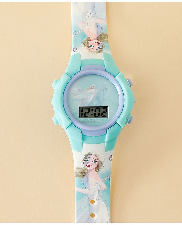 Babyhug Free Size Digital Watch with Frozen Print - Green & Blue