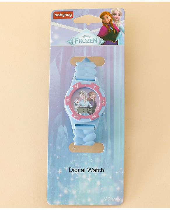 Babyhug Free Size Digital Watch with Frozen Print - Blue & Pink