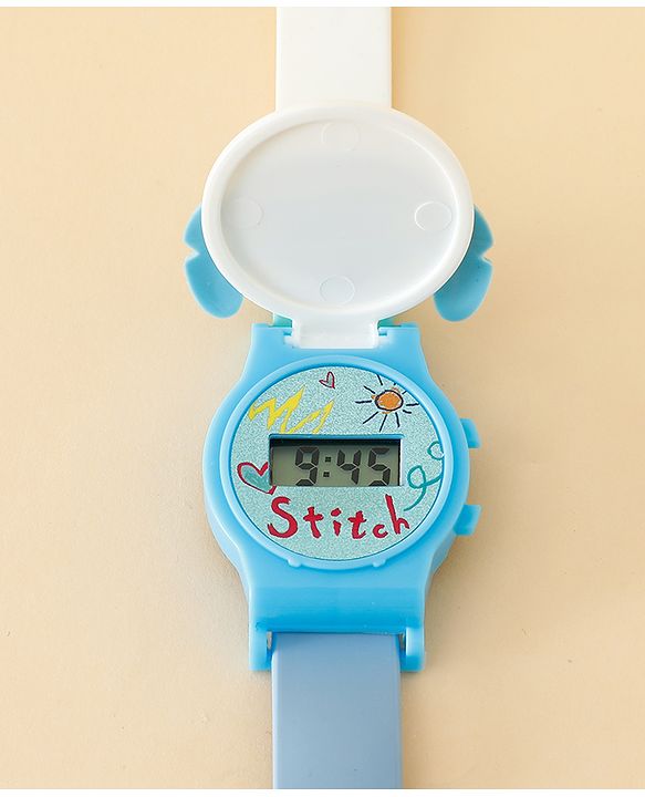 Babyhug Free Size Digital Watch with Mickey Mouse Print - White &  Blue