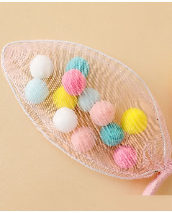 Babyhug Hair Bands Free Size Bunny Ear Applique with Colorful Pom Poms  - Light Pink