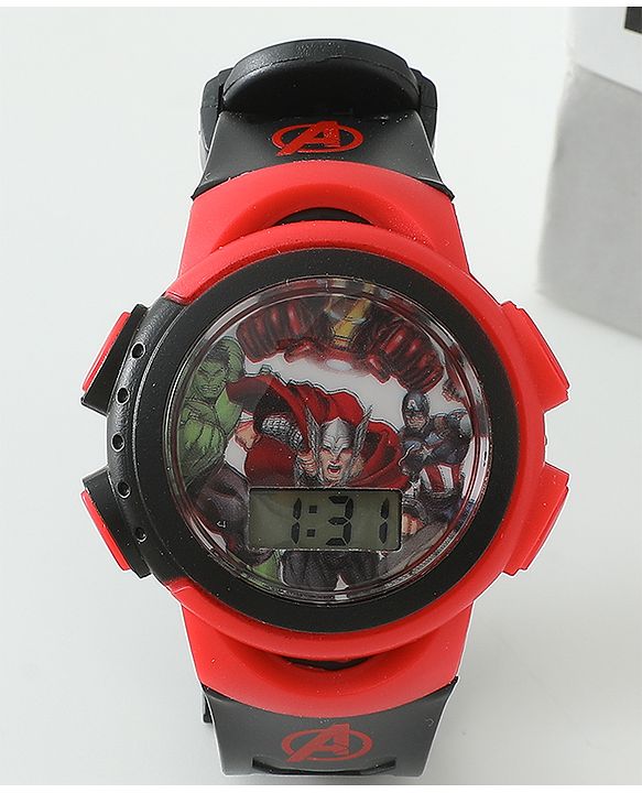 Pine Kids Marvel Digital Watch For Boys - Red & Black