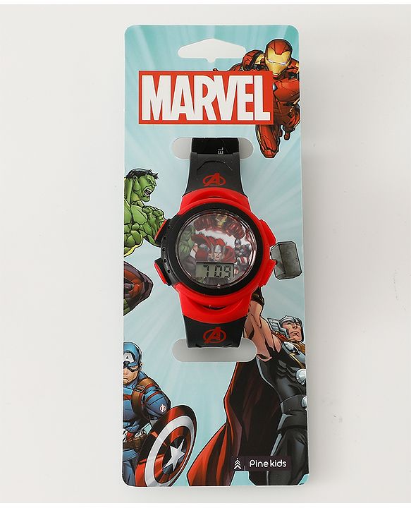 Pine Kids Marvel Digital Watch For Boys - Red & Black
