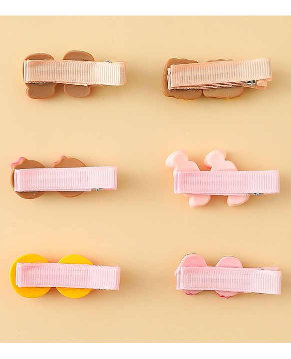 Babyhug Hair Clips With Doughnut & Candy Applique Pack of 6 - Multicolor