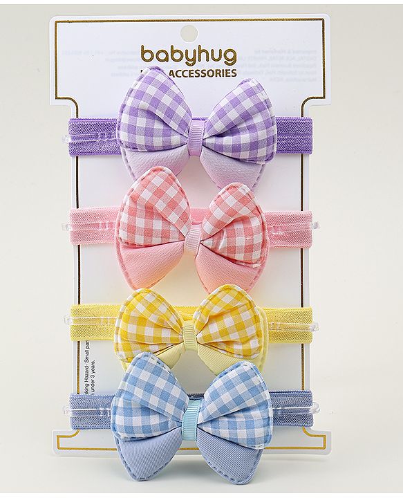 Babyhug Headbands With Bow Applique Pack of 4 - Multicolor