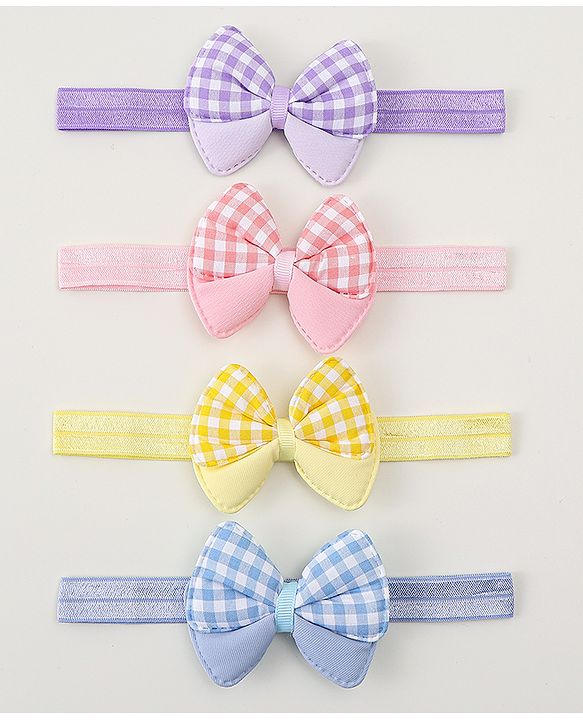 Babyhug Headbands With Bow Applique Pack of 4 - Multicolor