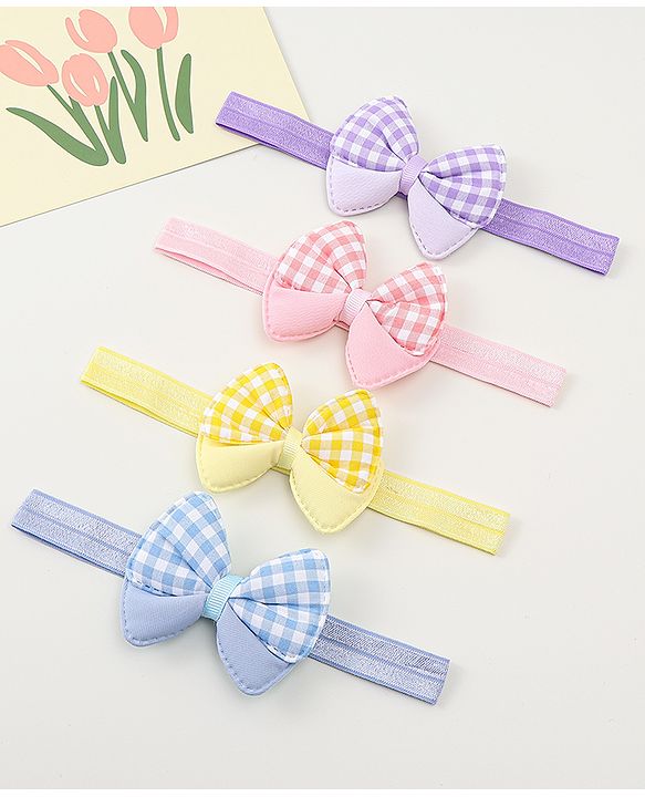 Babyhug Headbands With Bow Applique Pack of 4 - Multicolor