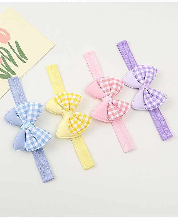 Babyhug Headbands With Bow Applique Pack of 4 - Multicolor