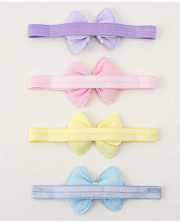 Babyhug Headbands With Bow Applique Pack of 4 - Multicolor