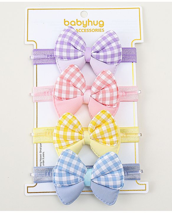Babyhug Headbands With Bow Applique Pack of 4 - Multicolor