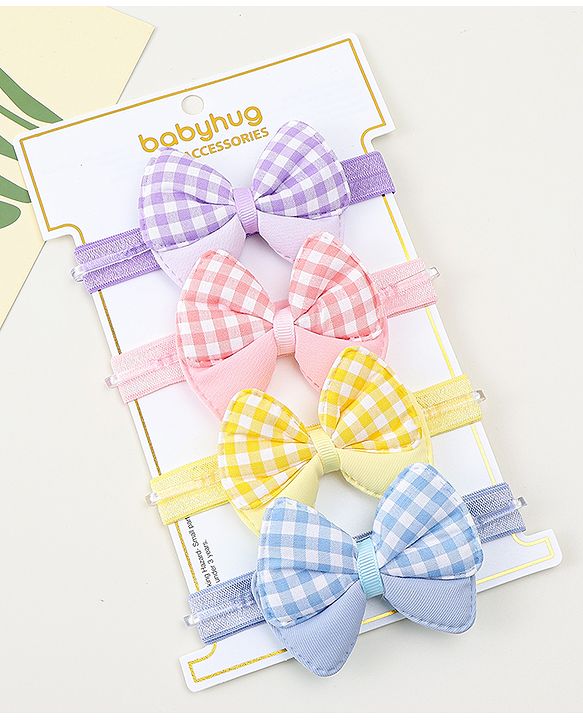Babyhug Headbands With Bow Applique Pack of 4 - Multicolor