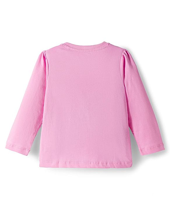 Babyhug Cotton Knit Full Sleeves Night Suit With Animal Print - Light Pink