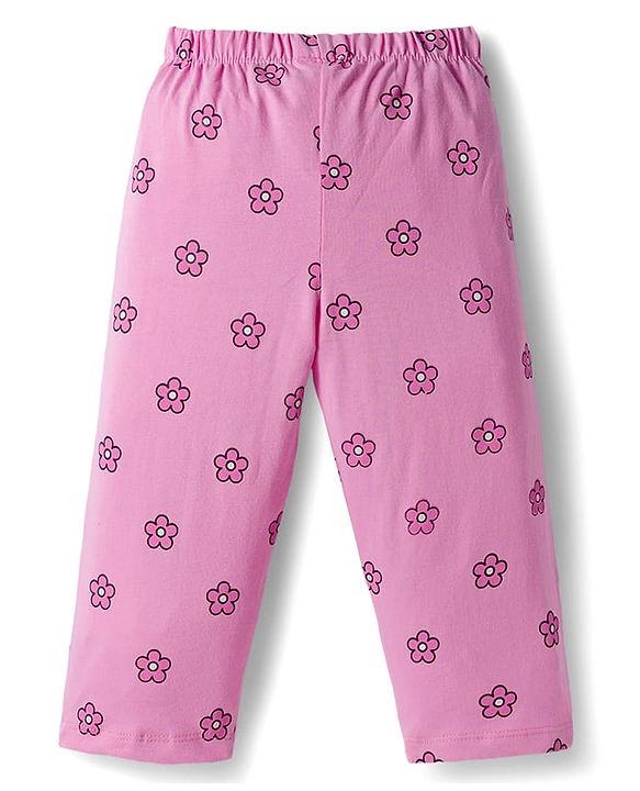 Babyhug Cotton Knit Full Sleeves Night Suit With Animal Print - Light Pink