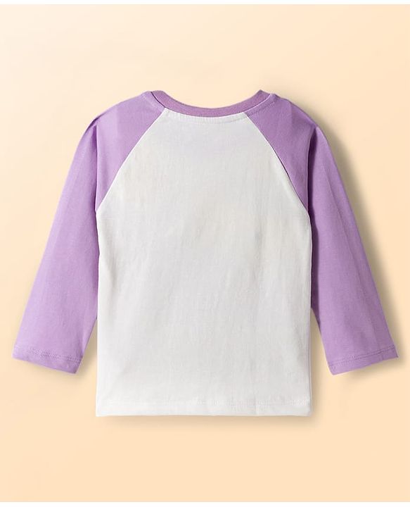 Babyhug  Cotton Knit Full Raglan Sleeves Night Suit With Animal Print - Lavender