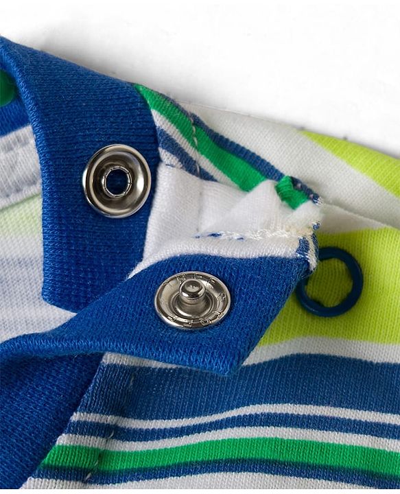 Babyhug 100% Cotton Knit Half Sleeves T-Shirt with Stripes & Text Print - Limegreen & Blue