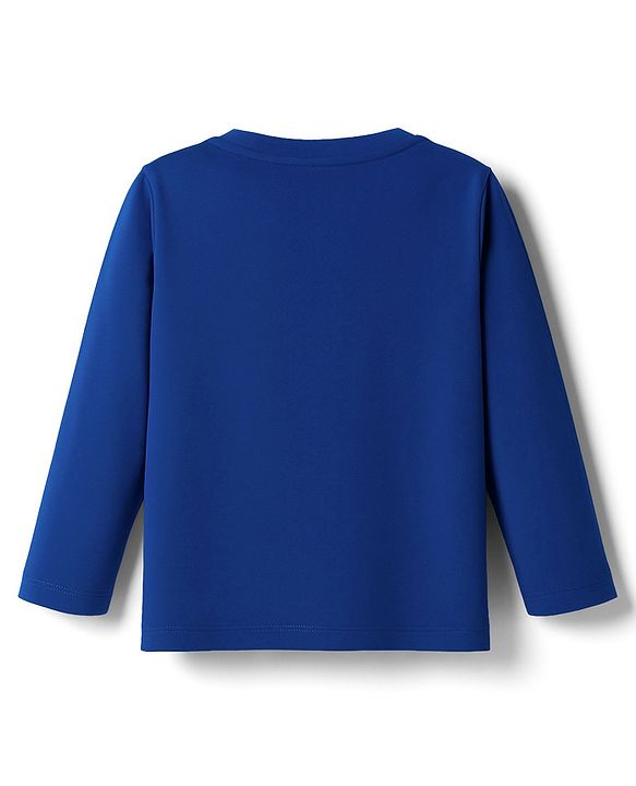 Babyhug Cotton Knit Full Sleeves Night Suit With Text Print - Navy Blue