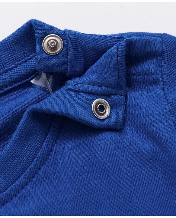 Babyhug Cotton Knit Full Sleeves Night Suit With Text Print - Navy Blue