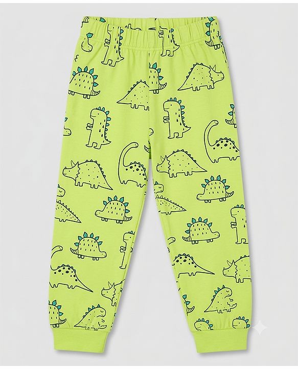 Babyhug 100% Cotton Knit Full Sleeves Co-ords Night Suit With Panda Print - Green