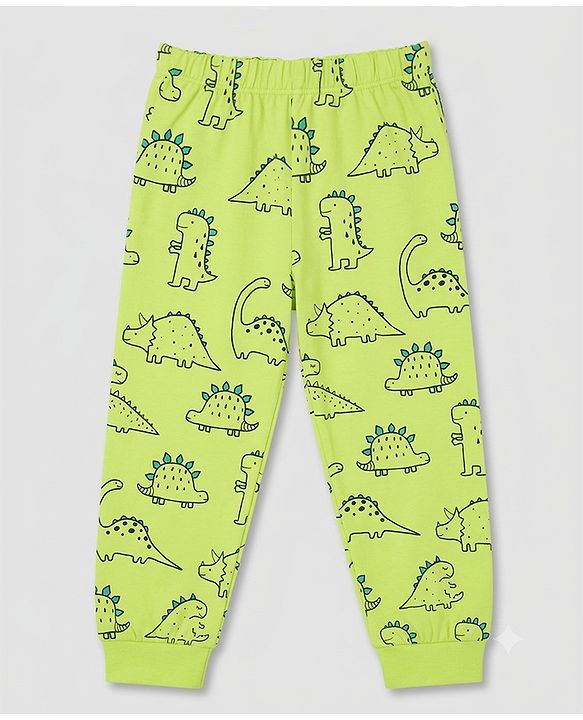 Babyhug 100% Cotton Knit Full Sleeves Co-ords Night Suit With Panda Print - Green