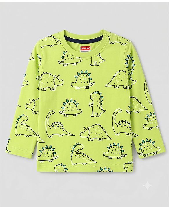 Babyhug 100% Cotton Knit Full Sleeves Co-ords Night Suit With Panda Print - Green