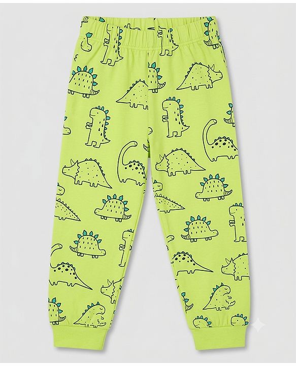 Babyhug 100% Cotton Knit Full Sleeves Co-ords Night Suit With Panda Print - Green