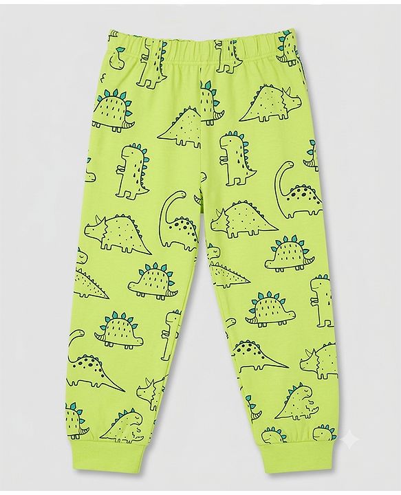 Babyhug 100% Cotton Knit Full Sleeves Co-ords Night Suit With Panda Print - Green