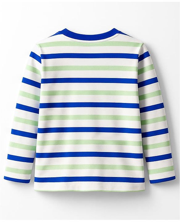 Babyhug 100% Cotton Knit Full Sleeves Striped T-Shirts with Text Graphic Pack of 3 - Multicolor