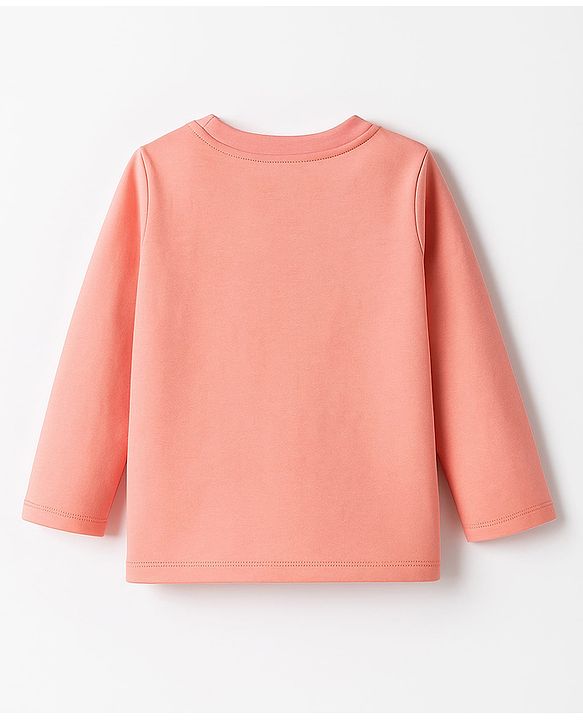 Babyhug 100% Cotton Knit Full Sleeves T-Shirt With Hello Lil Dude Text Print - Coral