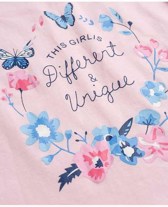 Babyhug 100% Cotton Knit Full Sleeves T-Shirts With Floral & Polka Dot Print Pack of 3 - Pink Peach & Navy Blue