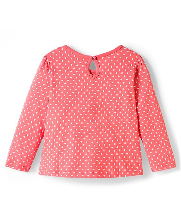 Babyhug 100% Cotton Knit Full Sleeves T-Shirts With Floral & Polka Dot Print Pack of 3 - Pink Peach & Navy Blue