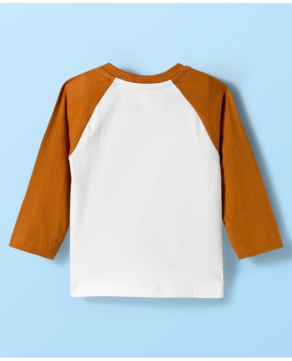 Babyhug Cotton Knit Full Raglan Sleeves Night Suit With Tiger Print - Brown & White