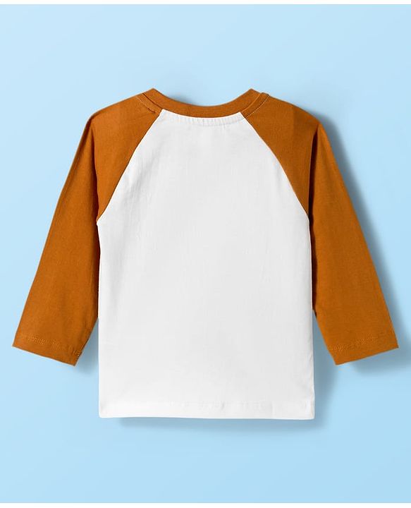 Babyhug Cotton Knit Full Raglan Sleeves Night Suit With Tiger Print - Brown & White