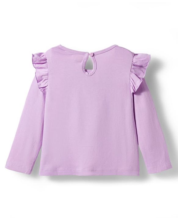 Babyhug 100% Cotton Knit Full Sleeves T-Shirts with Sweet Little Princess & Frill Detailing Pack of 3 - Pink Plum & Navy Blue