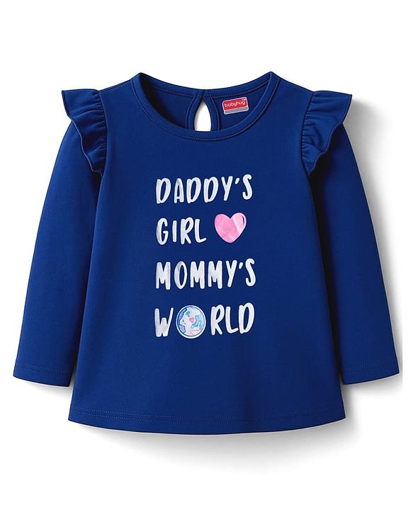 Babyhug 100% Cotton Knit Full Sleeves T-Shirt with Heart & Text Print Pack of 3 - Navy Blue & Pink