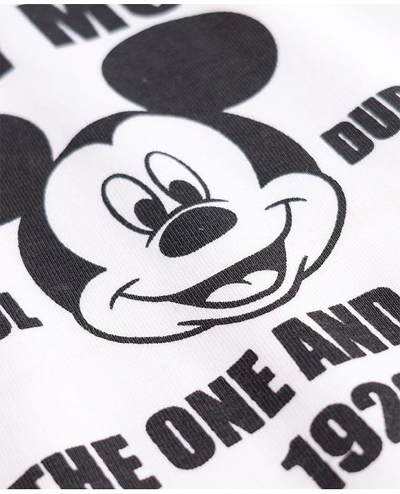 Babyhug Disney Single Jersey Knit Half Sleeves T-Shirt & Joggers Set With Mickey Mouse Graphic - White