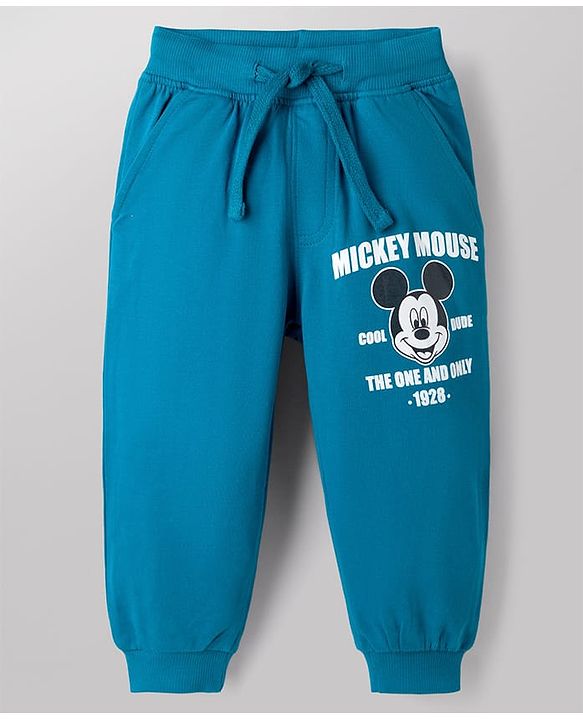 Babyhug Disney Single Jersey Knit Half Sleeves T-Shirt & Joggers Set With Mickey Mouse Graphic - White