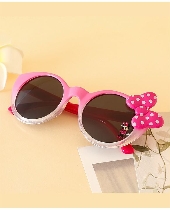 Babyhug Free Size Round Sunglasses With Bow Applique - Pink