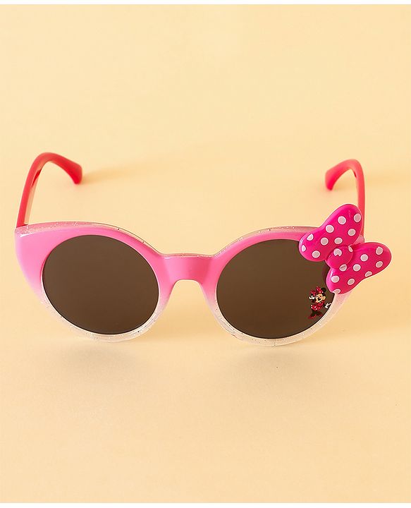 Babyhug Free Size Round Sunglasses With Bow Applique - Pink