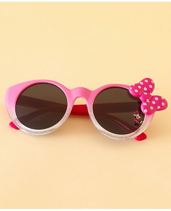 Babyhug Free Size Round Sunglasses With Bow Applique - Pink