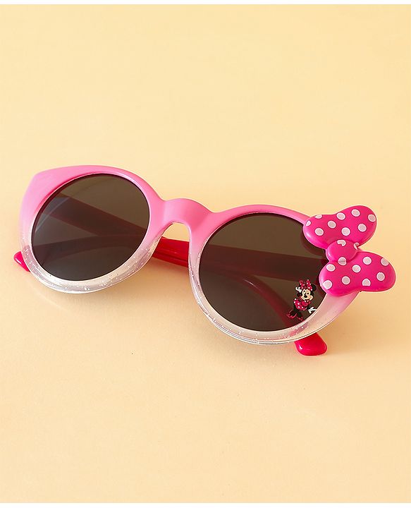 Babyhug Free Size Round Sunglasses With Bow Applique - Pink