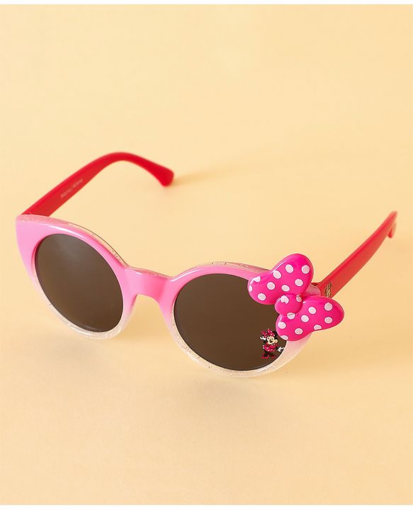 Babyhug Free Size Round Sunglasses With Bow Applique - Pink