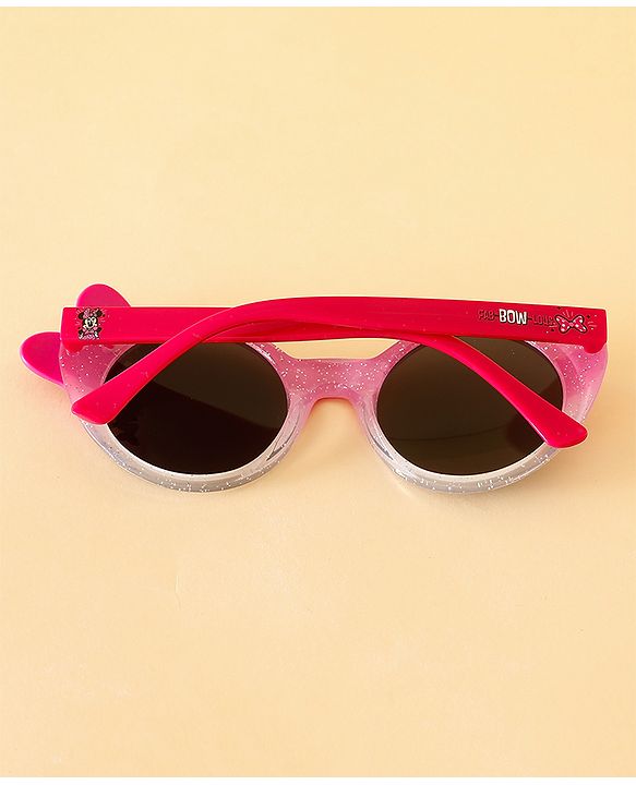 Babyhug Free Size Round Sunglasses With Bow Applique - Pink