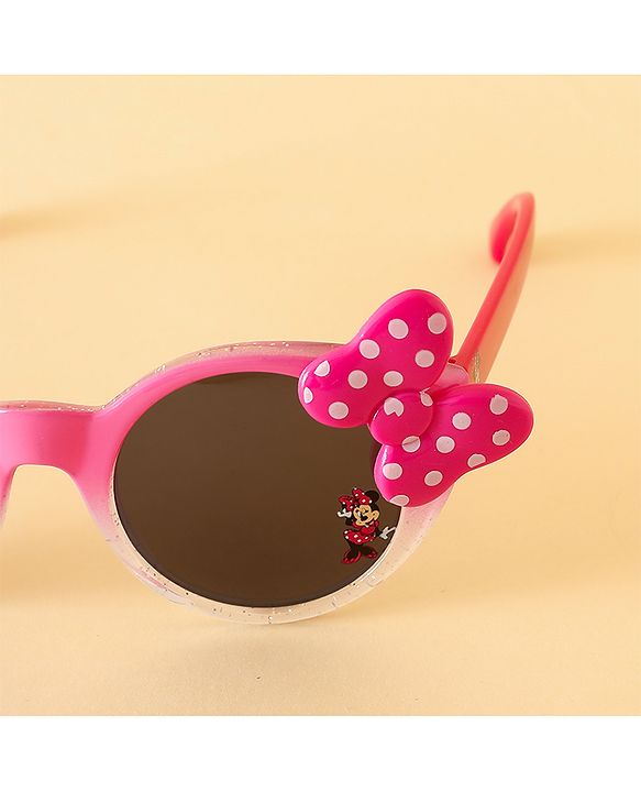 Babyhug Free Size Round Sunglasses With Bow Applique - Pink
