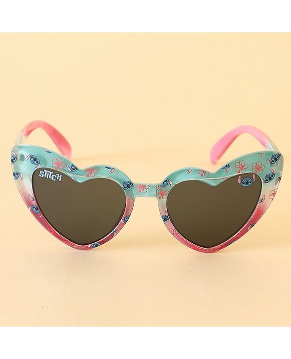 Pine Kids Stitch Theme Printed   Heart Style Eye Sunglasses-  Light Blue