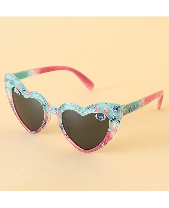 Pine Kids Stitch Theme Printed   Heart Style Eye Sunglasses-  Light Blue