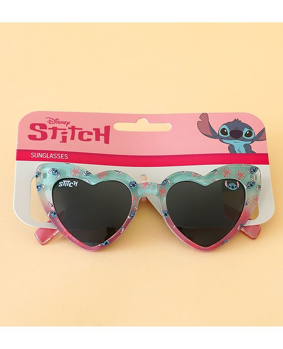 Pine Kids Stitch Theme Printed   Heart Style Eye Sunglasses-  Light Blue