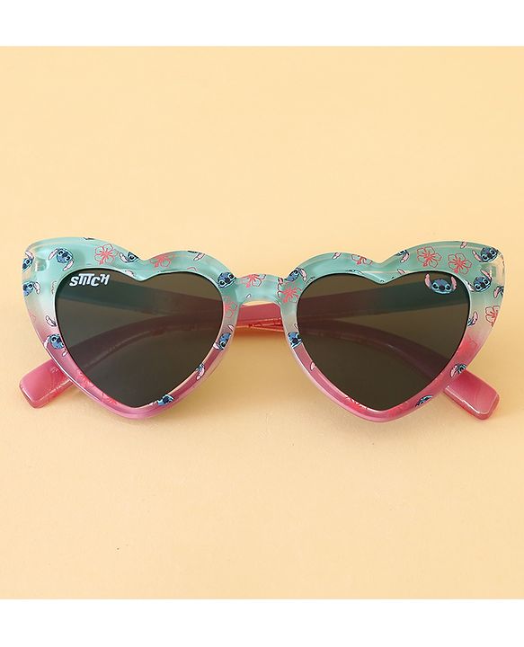 Pine Kids Stitch Theme Printed   Heart Style Eye Sunglasses-  Light Blue