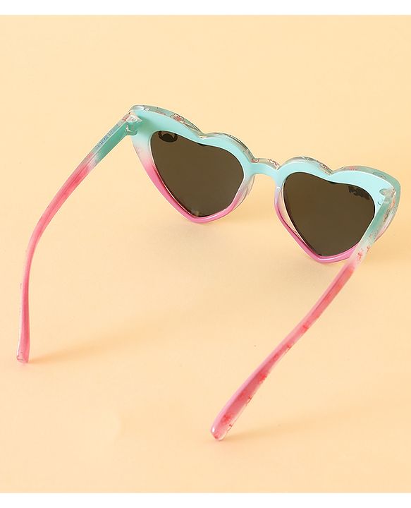 Pine Kids Stitch Theme Printed   Heart Style Eye Sunglasses-  Light Blue